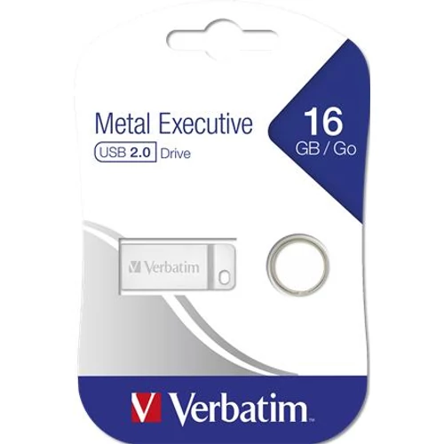 Pendrive, 16GB, USB 2.0, VERBATIM "Executive Metal", ezüst