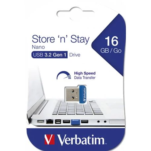 Pendrive, 16GB, USB 3.2, 80/25MB/s, VERBATIM "Nano"