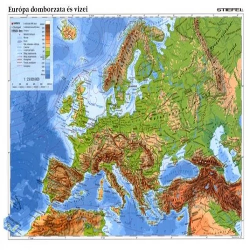 Tanulói munkalap, A4, STIEFEL "Európa domborzata/Európa vaktérképpel