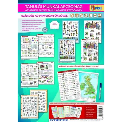 Tanulói munkalap csomag, 5 munkalap, 1 alátét, filc, STIEFEL "Angol nyelvtanulás"