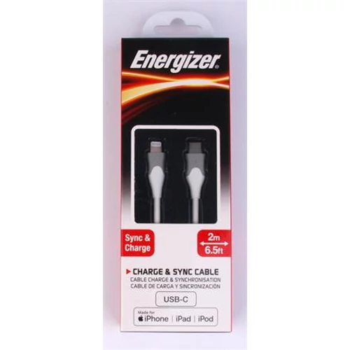 USB kábel, USB-C - Lightning (Apple), 2m, ENERGIZER, fehér