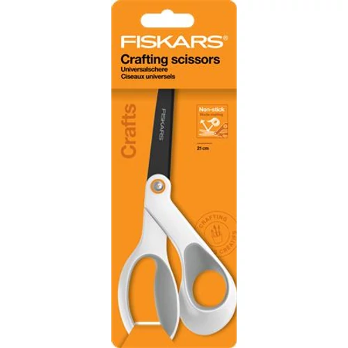 Olló, általános, tapadásmentes, 21 cm, FISKARS "Titanium", fehér