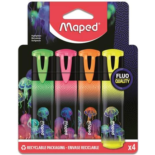 Szövegkiemelő készlet, 1-5 mm, MAPED "Deepsea Paradise Fluo Peps", 4 különböző szín