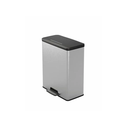 Pedálos szemetes, újrahasznosított műanyag, 65 l, CURVER "Deco bin", fekete / ezüst