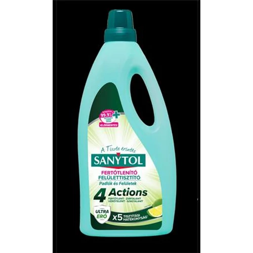 Felület tisztító-és fertőtlenítőszer, 1 l, SANYTOL "4 Actions", lime