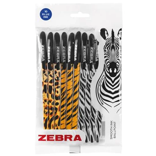 Golyóstoll, 0,27 mm, kupakos, vegyes testszín, ZEBRA "Animal Doodler`z", kék