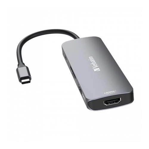 USB elosztó-HUB, USB-C PD / 2xHDMI / 3xUSB-A / SD / mSD, VERBATIM