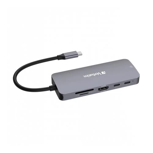 USB elosztó-HUB, 2xUSB-C / 1xHDMI / 3xUSB-A / RJ45 / SD / mSD, VERBATIM