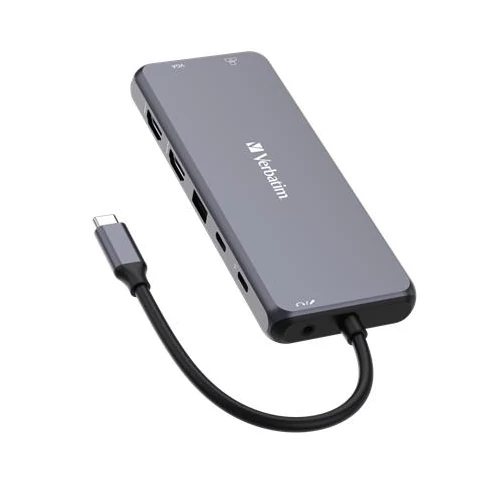 USB elosztó-HUB, USB-C PD / 2xHDMI / VGA / LAN / 3xUSB / USB-C / 2xUSB 2.0 / SD / mSD / 3,5jack VERBATIM