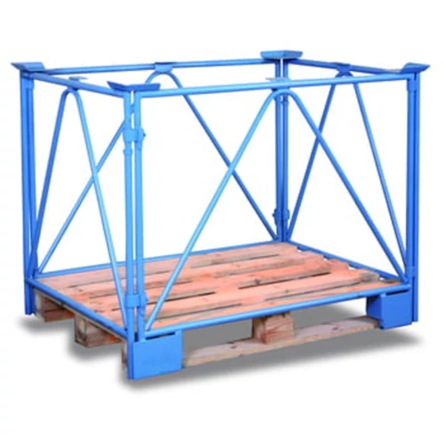 Raklapfeltét, magasság 1000 mm, 800x1200 mm-es raklapokhoz, teherbírás 2000 kg, RAL 5012 világoskék V alakú oldalmerevítőkkel