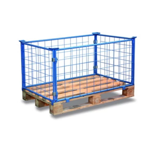 Raklapfeltét, magasság 400 mm, 800x1200 mm-es raklapokhoz, teherbírás 1500 kg, RAL 5012 világoskék, 4 fix falú