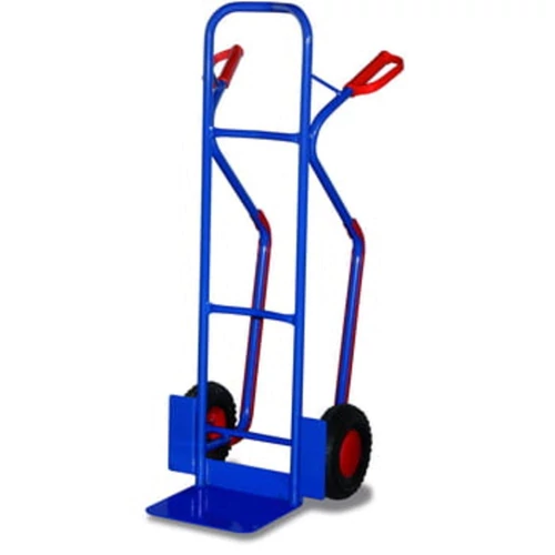Csúsztatható acélcsöves molnárkocsi, lapát SZxM 320x250 mm, SZxMxM 570x543x1305 mm, teherbírás 250 kg, légtömlős gumiabroncs
