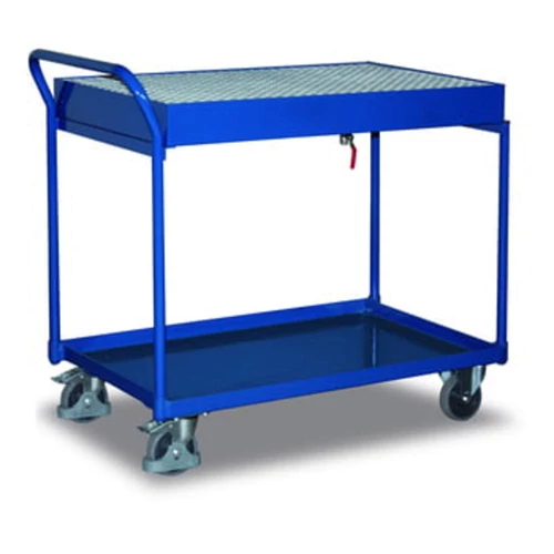 Asztalkocsi, 2 olajzáró hegesztett tálca, 1 rács, 1 leeresztő csap, rakodófelület HxSz 995x595 mm, külső méretek HxSzxM 1125x610x1025 mm