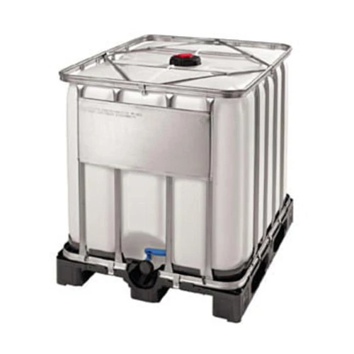Szabványos IBC tartály műanyag raklapon, egymásra rakható, űrtartalom 600 l, SZxMxM 1200x800x1013 mm