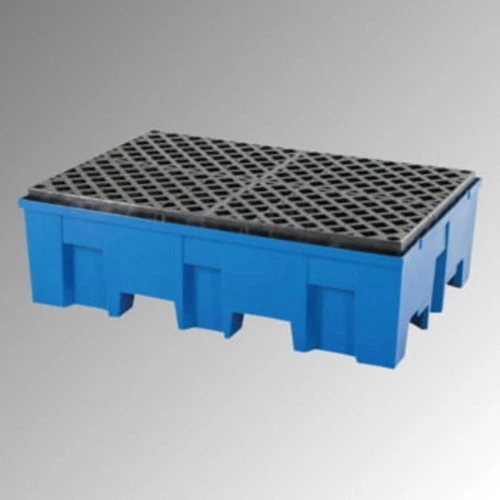 Gyűjtőedény polietilénből, PE ráccsal, gyűjtőtérfogat 220 l, SZxMxM 865x1245x350 mm, 2 hordós, kék, behajtható zsebekkel