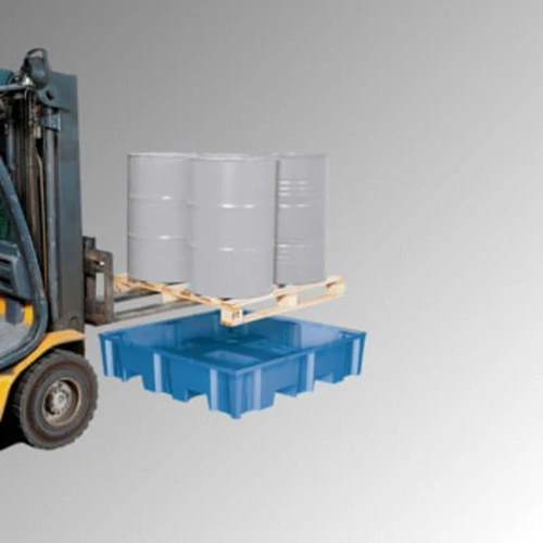 Polietilén gyűjtőedény, mobil, rács nélkül, űrtartalom 295 l, SZxMxM 1235x1235x275 mm, 1 hordós, kék