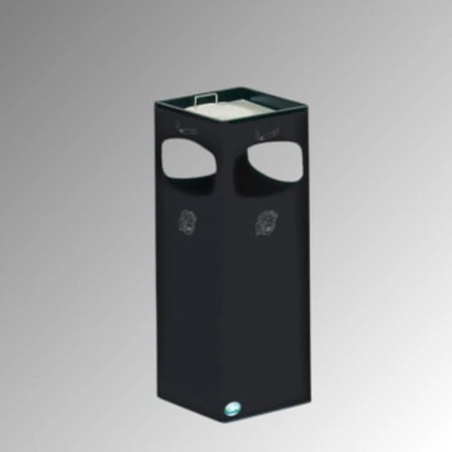 Négyzet alakú kombinált hamutartó, SZxMxM 250x250x660 mm, 4 rés, porszórt acéllemez. RAL 7021 antracit