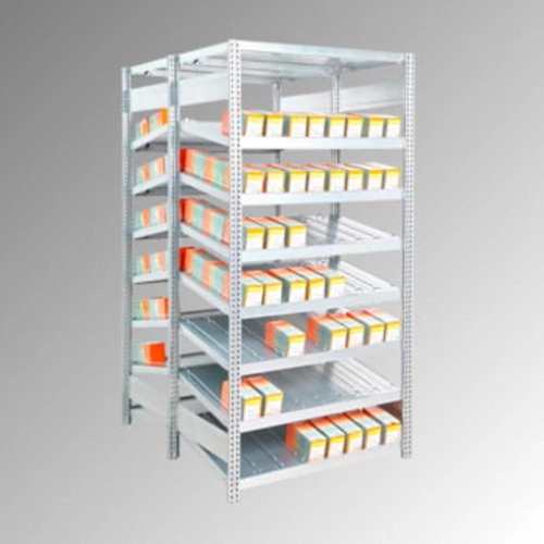 Kanban polc, bővítőegység, kétoldalas, SZxMxM 1005x1750x2000 mm, 2x7 ferde polc, 2x9 vezetődrót, 2x8 vezetőmező, teherbírás 250 kg