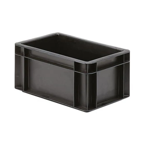 Euronorm konténer, vezetőképes, polipropilén, fekete, HxSzxM kívül/belül 600/551x400/352x120/110 mm, 2 db-os csomag
