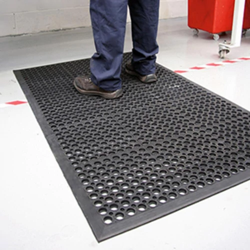Munkahelyi szőnyeg SBR gumiból, hossz 800x1200 mm, vastagság 14 mm, R 10, fekete