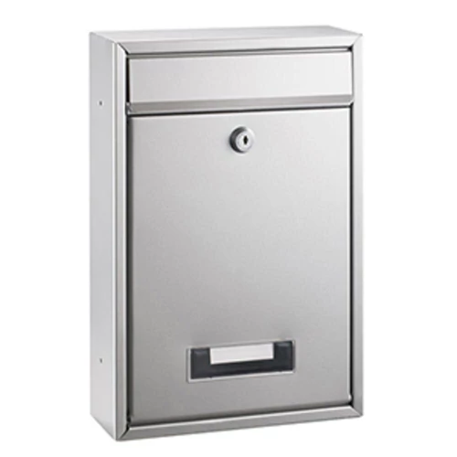 Postaláda, ezüst színű, SZxMxM 215x85x320 mm, átlátszó ablakkal és névcímketartóval