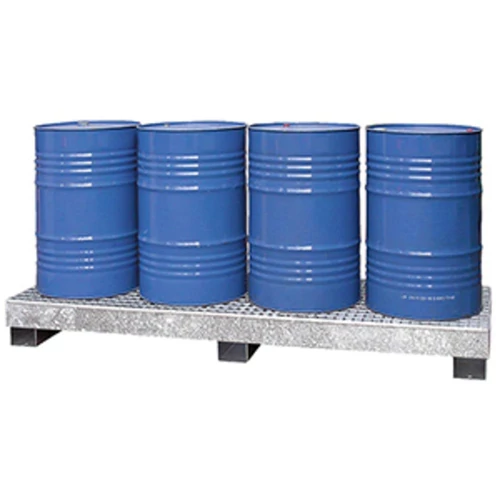 Gyűjtőkád 3 mm-es acéllemezből, tűzihorganyzott, 4 db 200 l-es hordóhoz, álló tárolás, gyűjtőtérfogat 210 l, SZxMxM 2420x820x240 mm