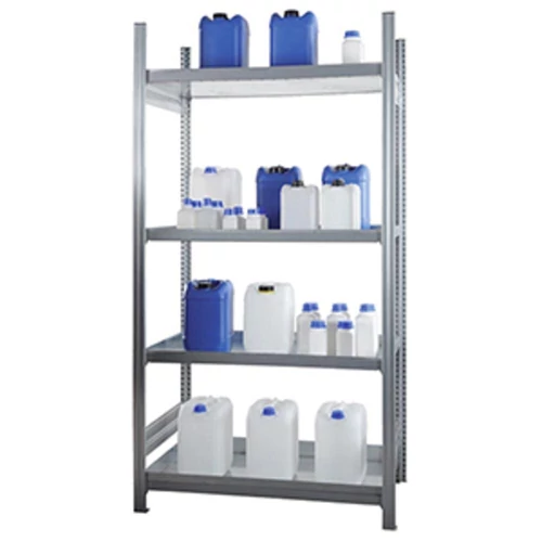 Állvány kis tartáylokhoz 4x30 l-es rekeszes tálcákkal, SZxMxM 1060x635x2000 mm, horganyzott, alapegység