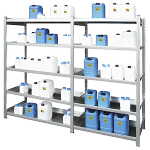 Állvány kis tartáylokhoz 5x35 l-es rekeszes tálcákkal, SZxMxM 1360x635x2000 mm, horganyzott, alapegység