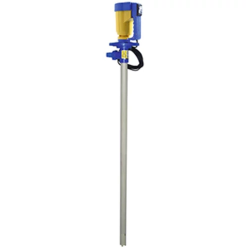 Elektromos hordószivattyú laboratóriumba, áramlási sebesség 49 l/perc, merülőcső hossza 700 mm, cső átm. 32 mm, pp