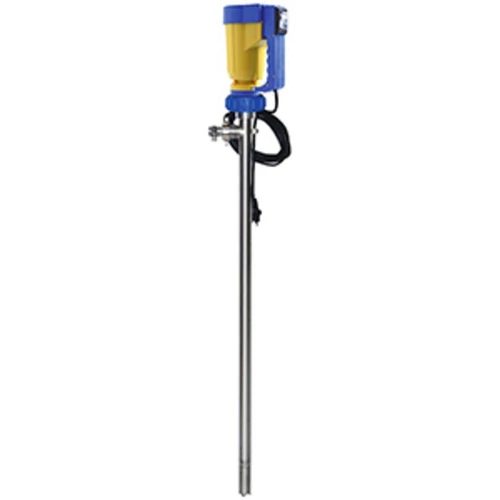 Elektromos hordószivattyú laboratóriumba, áramlási sebesség 49 l/perc, merülőcső hossza 700 mm, cső átm. 32 mm, rozsdamentes acél