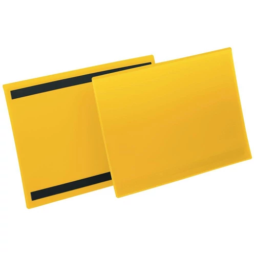 Mágneses azonosító zseb A4 álló, SZxM 210x297 mm, hátul két mágnescsíkkal, sárga, 50 db