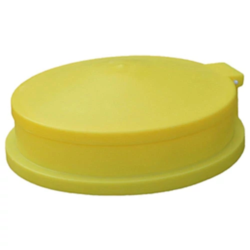 Hordótölcsér fedéllel 200 l-es hordóhoz, átmérő x magasság 610 x 230 mm, beépített szitával, sárga