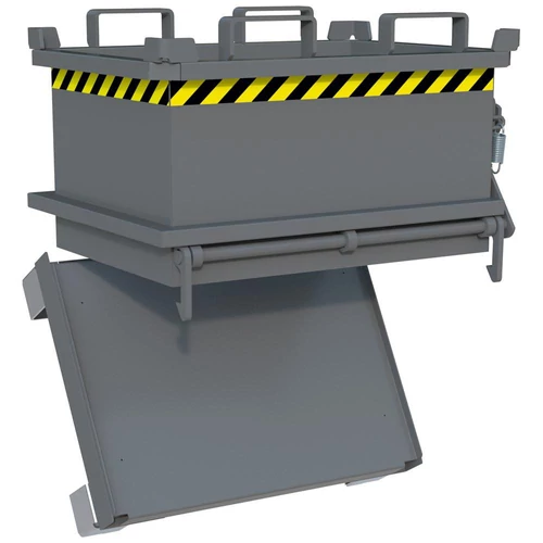 Mini nyitható fenekű konténer, nyitott, HxSzxM 600x800x625 mm, térfogat 0,13 m3, festett RAL 7005 egér szürke