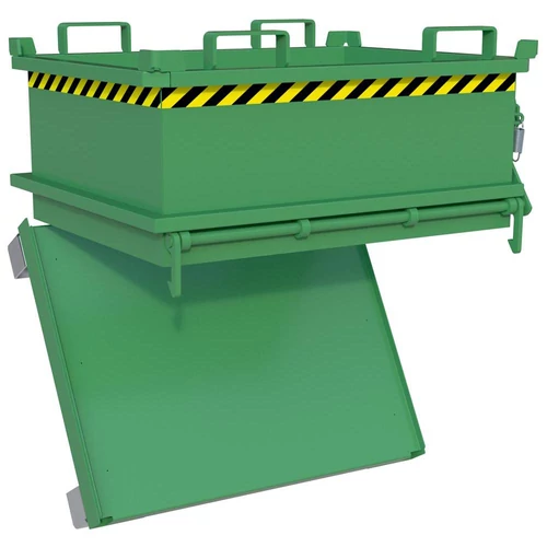 Mini nyitható fenekű konténer, nyitott, HxSzxM 800x1000x625 mm, térfogat 0,24 m3, RAL 6011 reseda zöldre festve