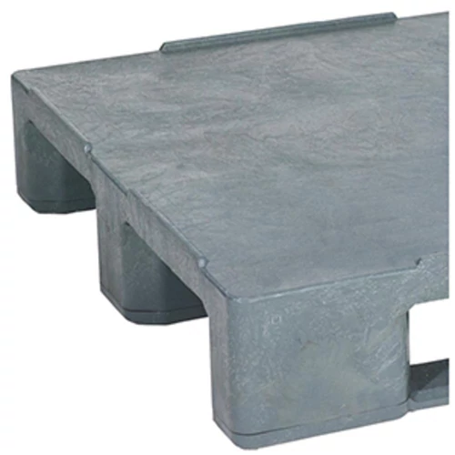 Műanyag raklap, SZxMxM 1200x800x155 mm, statikus terhelhetőség 6000 kg/dinamikus 2500 kg/polcon 500 kg, peremmel, szürke színben