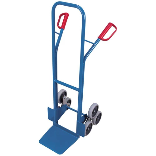 Lépcsőmászó molnárkocsi, lapát SZxM 320x250 mm, SZxMxM 570x626x1310 mm, teherbírás 200 kg, 2 db háromkarú kerékpók tömörgumi gumival
