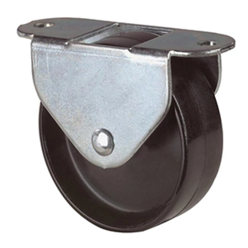 Fix görgő, poliamid, fekete, átm. 30 mm, teherbírás 40 kg, rögzítőlap, puha padlóhoz, 8 db-os csomag