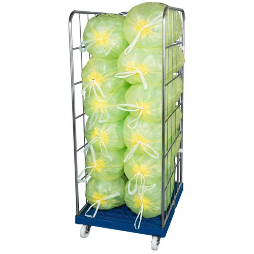 Guruló kocsi, 3 oldalas, hasznos magasság 1650 mm, HxSzxM 815x724x1830 mm, padlólemez HDPE, RAL 5010 enciánkék
