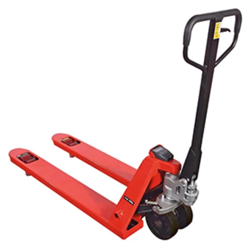 Raklapemelő kocsi mérleggel, teherbírás 2000 kg, villahossz 1150 mm, súlykijelzés 5 kg-os lépésekben, pontosság 99,2 százalék