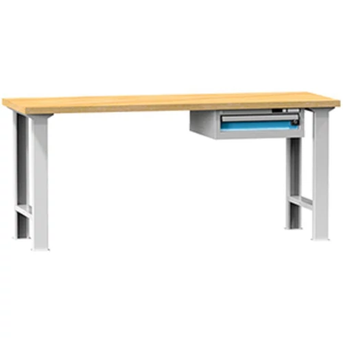 Munkapad, SZxMxM 2000x700x880 mm, 2 láb, 1 szekrény 1 fiókkal 100, terhelhetőség 500 kg, RAL 7035/5012
