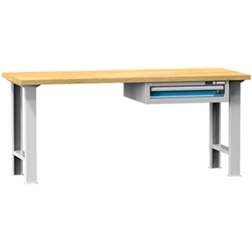 Munkapad, SZxMxM 2000x800x880 mm, 2 láb, 1 szekrény 1 fiókkal 100, terhelhetőség 500 kg, RAL 7035/5012