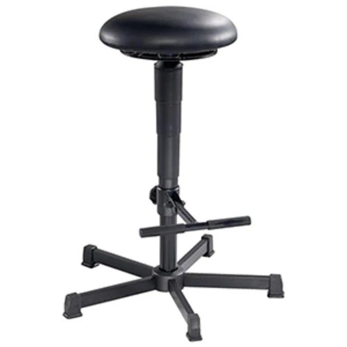 Munkazsámoly gázrugós magasságállítással, lábgyűrűvel, ülés fekete műbőrből, ülésmagasság 580-830 mm