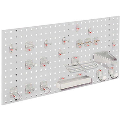 Kezdőkészlet, 1 db 1000x450 mm-es perforált lemezből és 21 darabos szerszámtartó készlet, RAL 7035