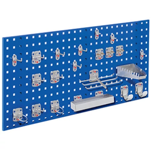 Kezdőkészlet, 1 db 1000x450 mm-es perforált lemezből és 21 darabos szerszámtartó készlet, RAL 5010