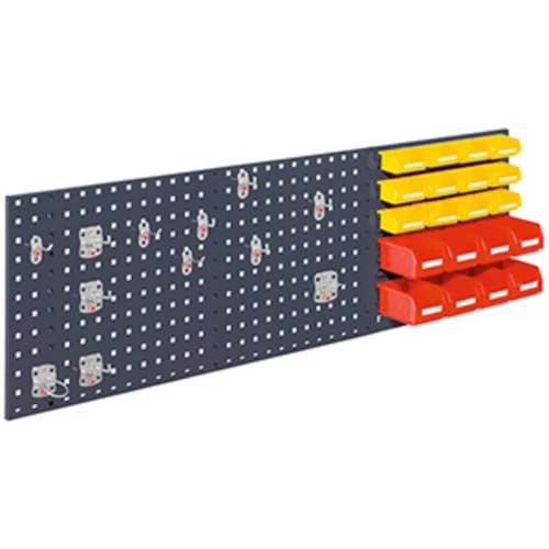 Kezdőkészlet, 1 db 1000x450 mm-es perforált lemezből és 21 darabos szerszámtartó készlet, RAL 7016