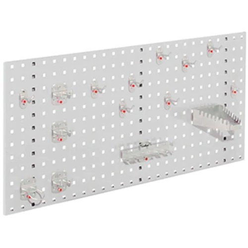 Kezdőkészlet, 1 db 1000x450 mm-es perforált lemez és 15 darabos szerszámtartó készlet, RAL 7035