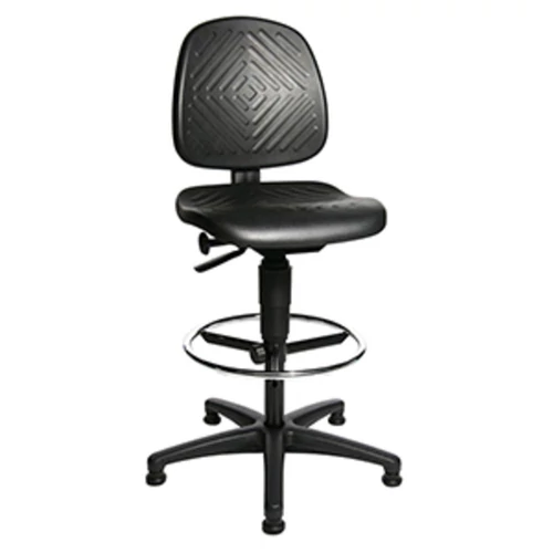 Munkaszék, PU hab, lábgyűrűvel, ülésszélesség x ülésmélység 460 x 420 mm, ülésmagasság 590-840 mm