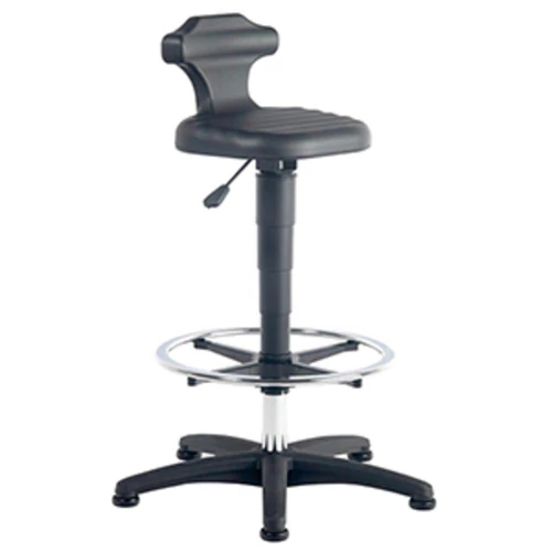 Forgó munkaszék biztonsági gázrugóval, ülés SoftTouch PU hab, fekete, csúszótalpak + lábgyűrűvel, ülésmagasság 510-780 mm