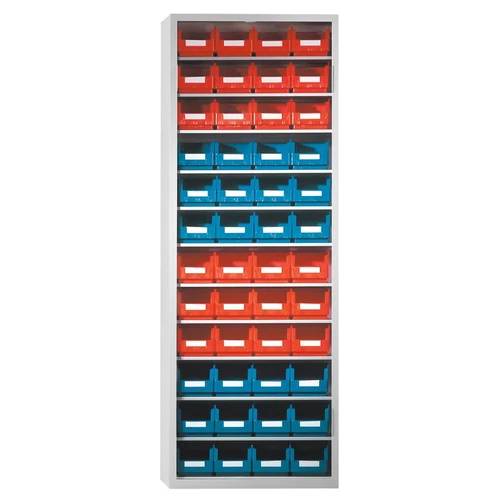 Tárolószekrény, ajtó nélkül, 11 polc, dobozok 48xsize. 6, SZxMxH 690x285x1950 mm, RAL 7035 világosszürke
