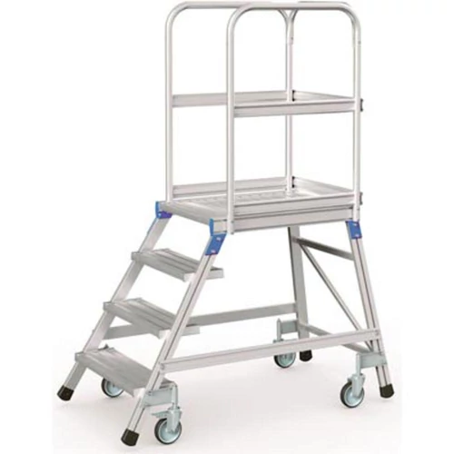 Mobil emelvénylépcső, egy oldalas, emelvény mérete 600x800 mm, 4 lépcsőfok az emelvénnyel együtt, állómagasság 960 mm, tömeg 31,8 kg